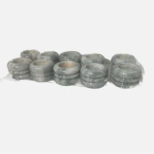 Vintage Napkin Rings Marble Ribbed Gray White Set of 10 Heavy 2x1.5” Modern